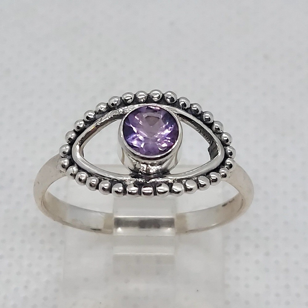 Sterling Silver Amethyst ring 925 size‎ 8.75